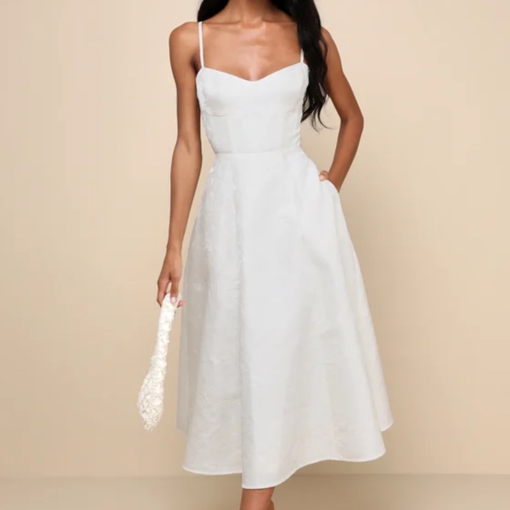 Lulu’s meet for tea dress white medium NWT